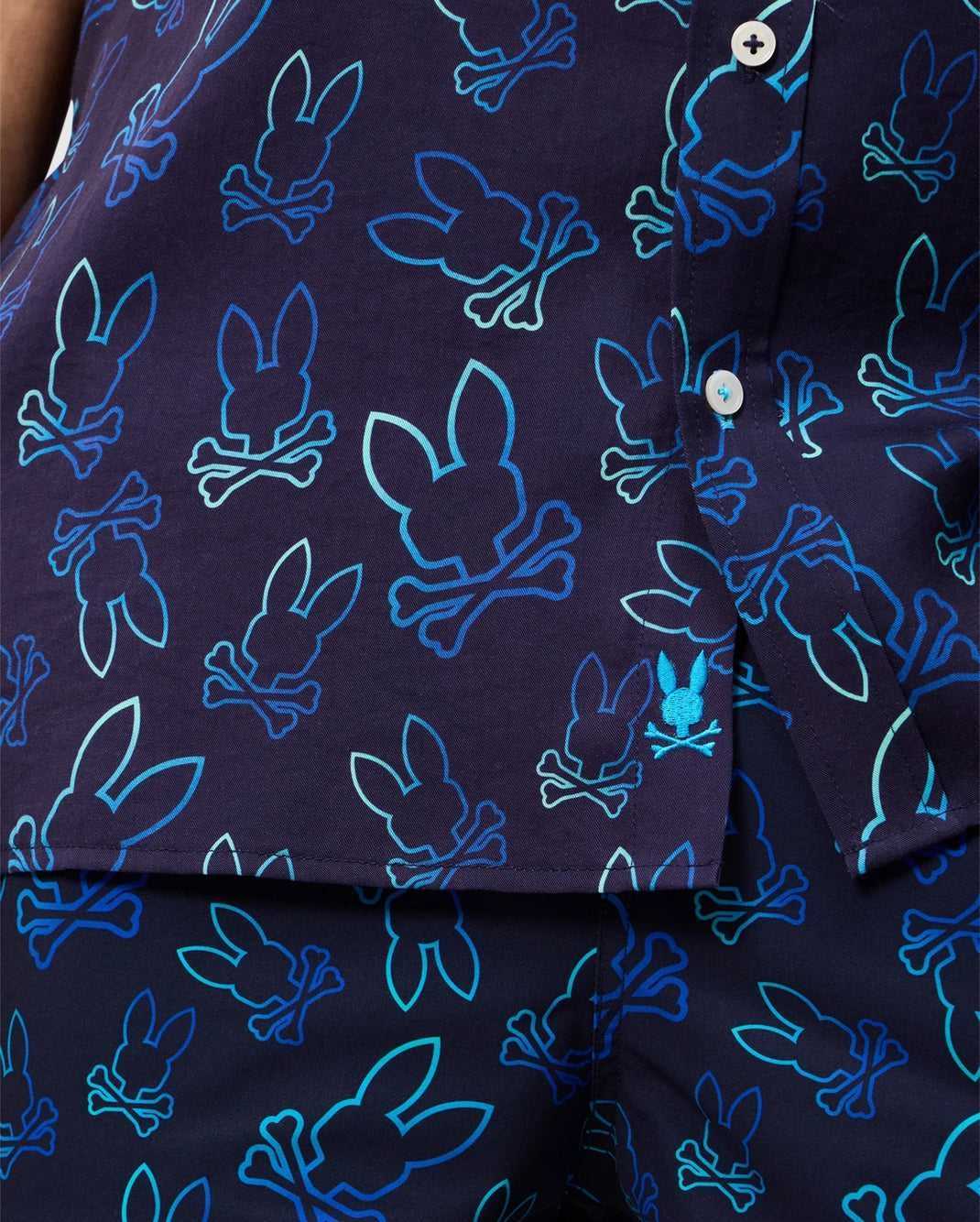 Chemises Psycho Bunny Sheldon All Over Print Shirt Bleu Marine Homme | ITL-62368771